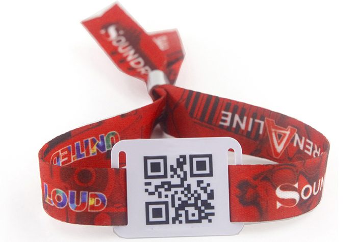 Woven fabric RFID wristband for festival and event entry